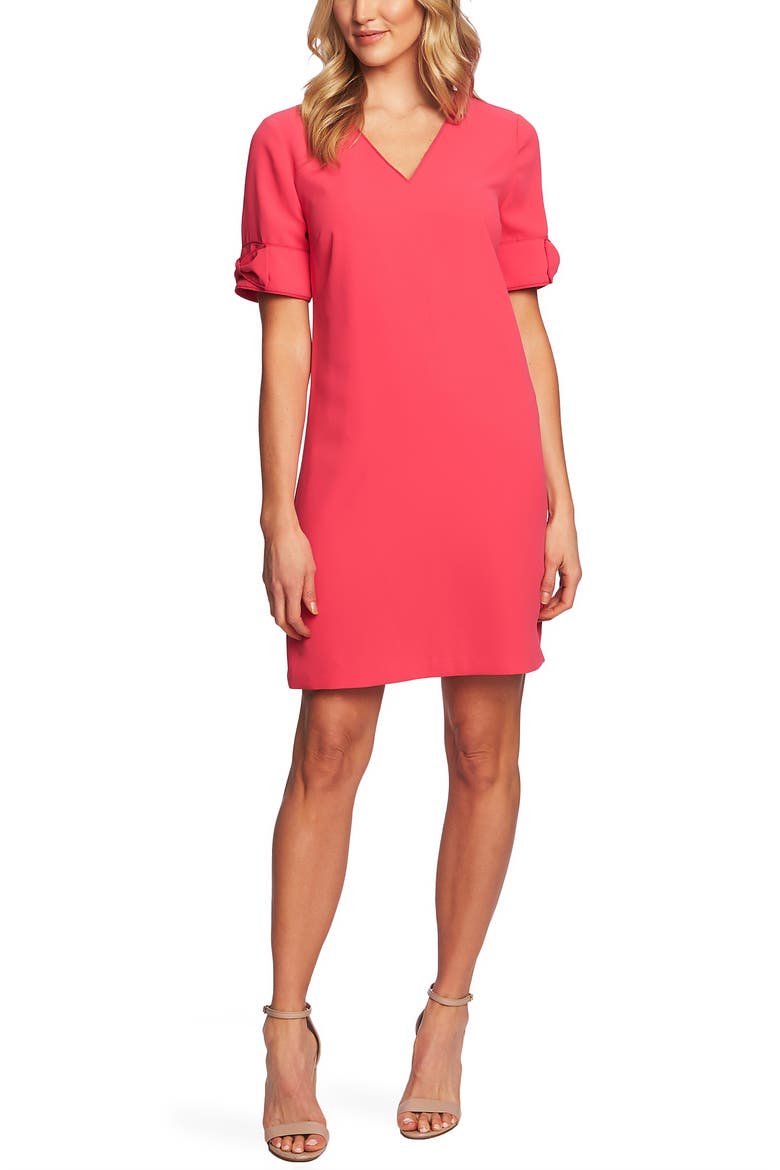 Bow Trim Shift Dress, Main, color, FUCHSIA PETAL