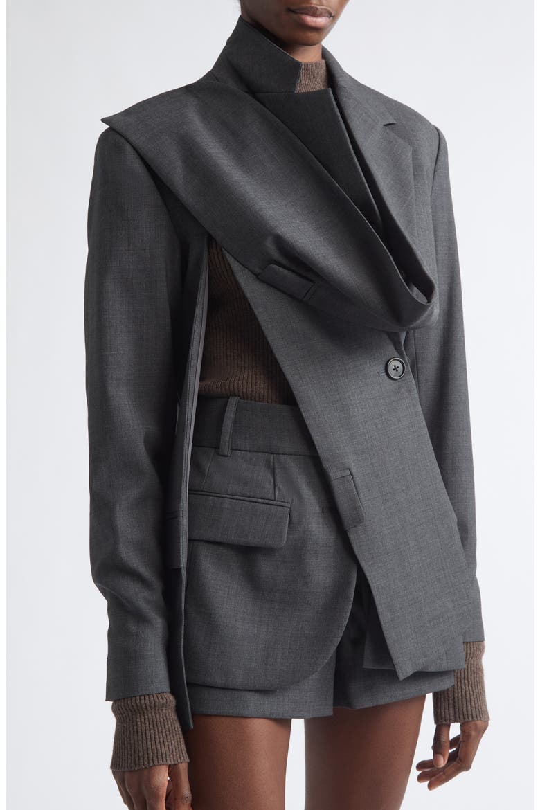 Deconstructed Lapel Wool & Cashmere Blazer, Alternate, color, DARK CHARCOAL