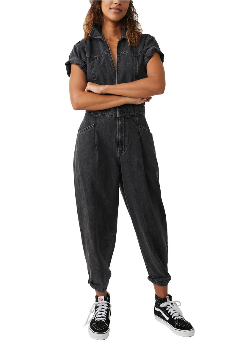 Marla Denim Utility Jumpsuit, Main, color, IRON BLACK