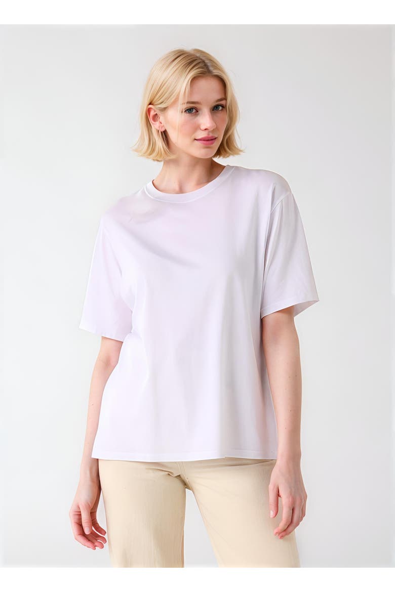Organic Cotton Silk Touch Short Sleeve Crewneck, Main, color, BLANC