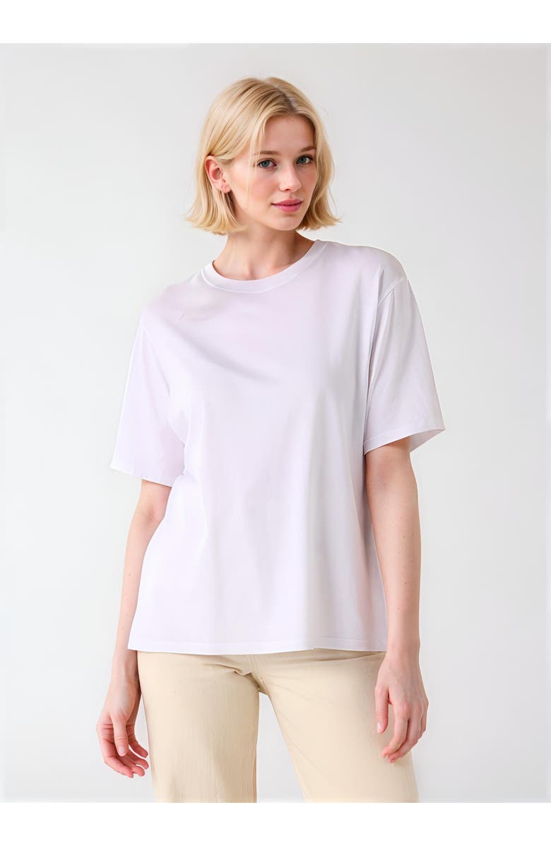 Majestic Filatures Organic Cotton Silk Touch Short Sleeve Crewneck, Main, color, Blanc