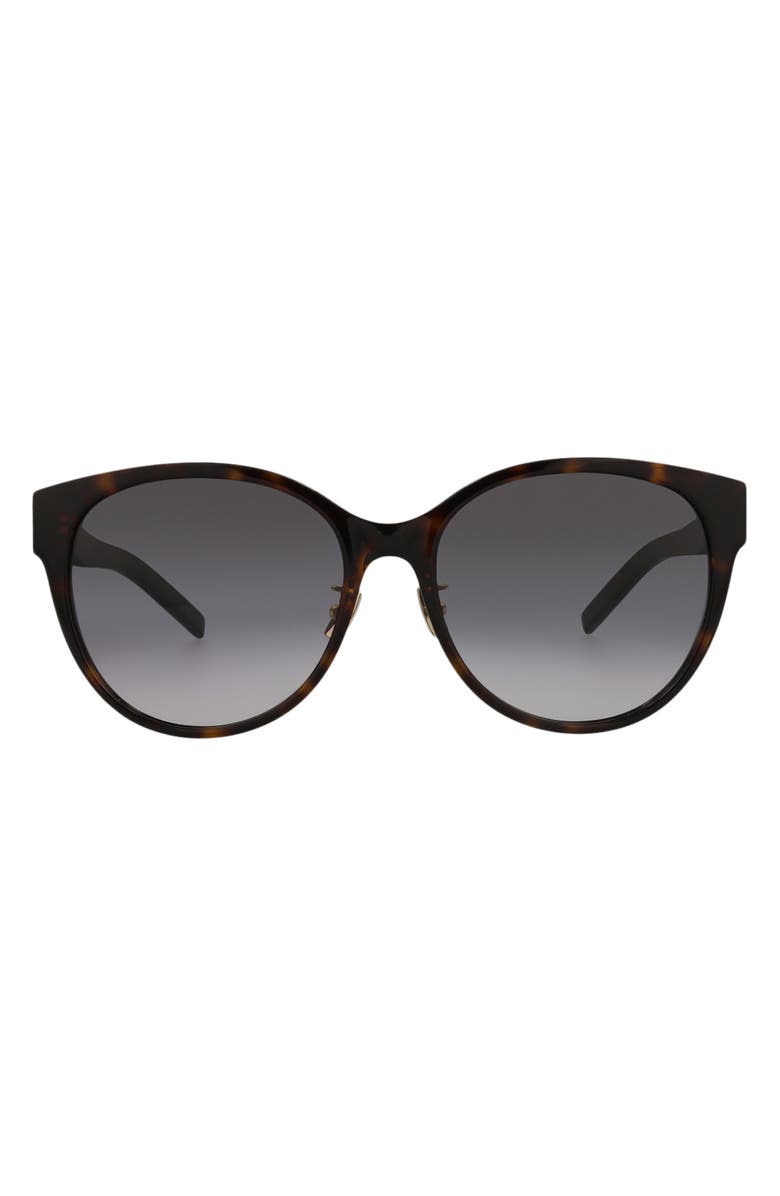 Saint Laurent 57mm Round Sunglasses, Main, color, Havana Havana Grey