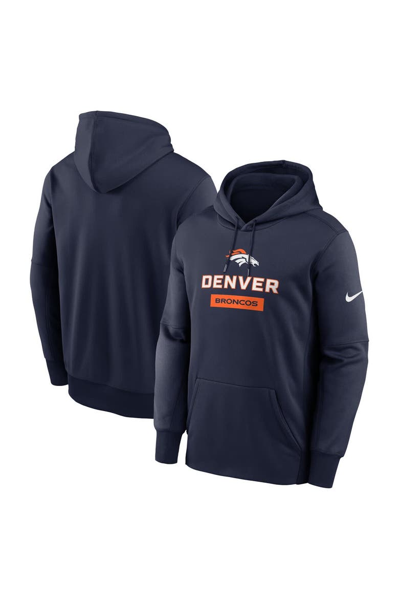 Men's Nike Navy Denver Broncos Toss Sweep Performance Pullover Hoodie, Main, color, Navy