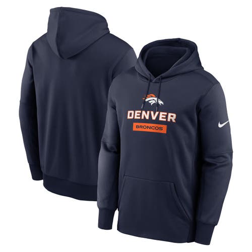 Nike Navy Denver Broncos Toss Sweep Performance Pullover Hoodie In Blue