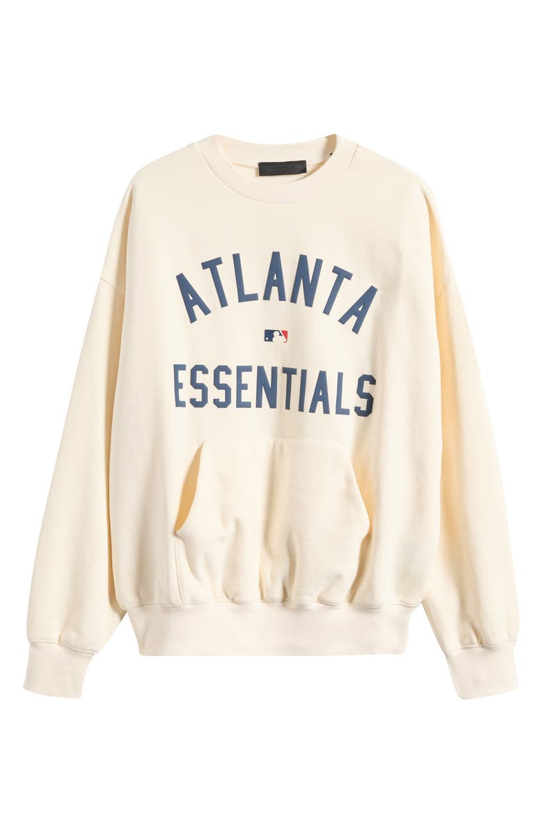 Fear of God Essentials Braves Sport Fit Crewneck Sweatshirt, Alternate, color, Cream White