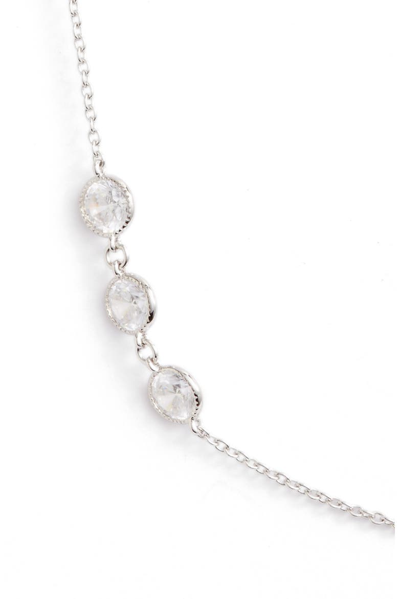 Long Simulated Diamond Station Necklace, Alternate, color, SILVER