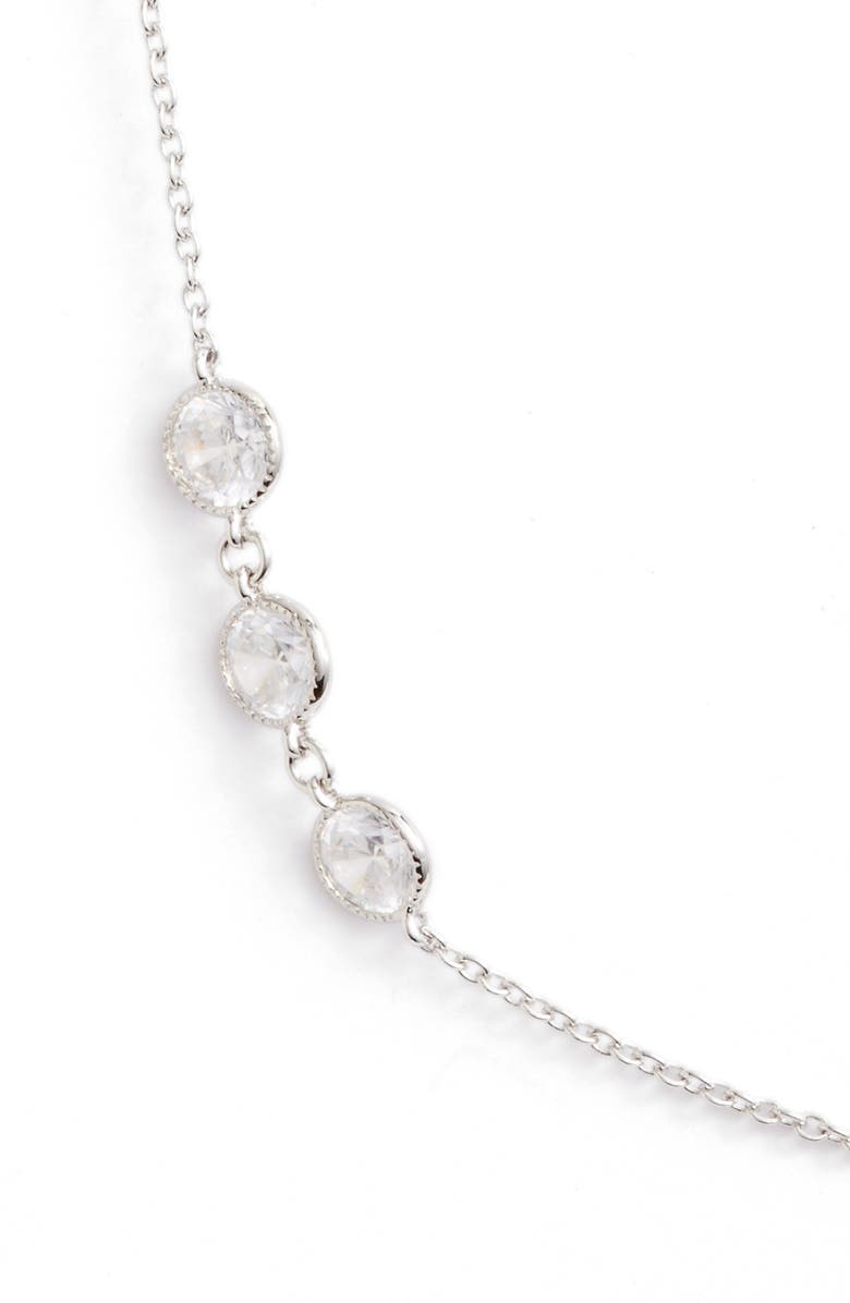 Lafonn Long Simulated Diamond Station Necklace, Alternate, color, Silver