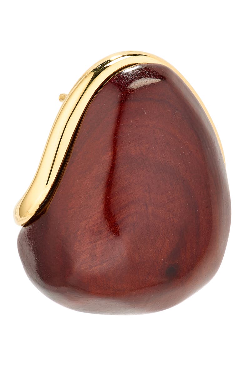 Les Mini Boucles Raisin Wooden Stud Earrings, Alternate, color, GOLD / BROWN 282