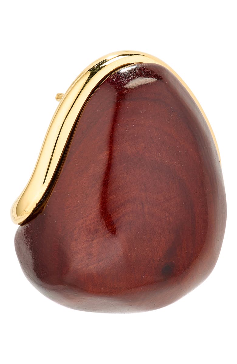 Jacquemus Les Mini Boucles Raisin Wooden Stud Earrings, Alternate, color, Gold / Brown 282