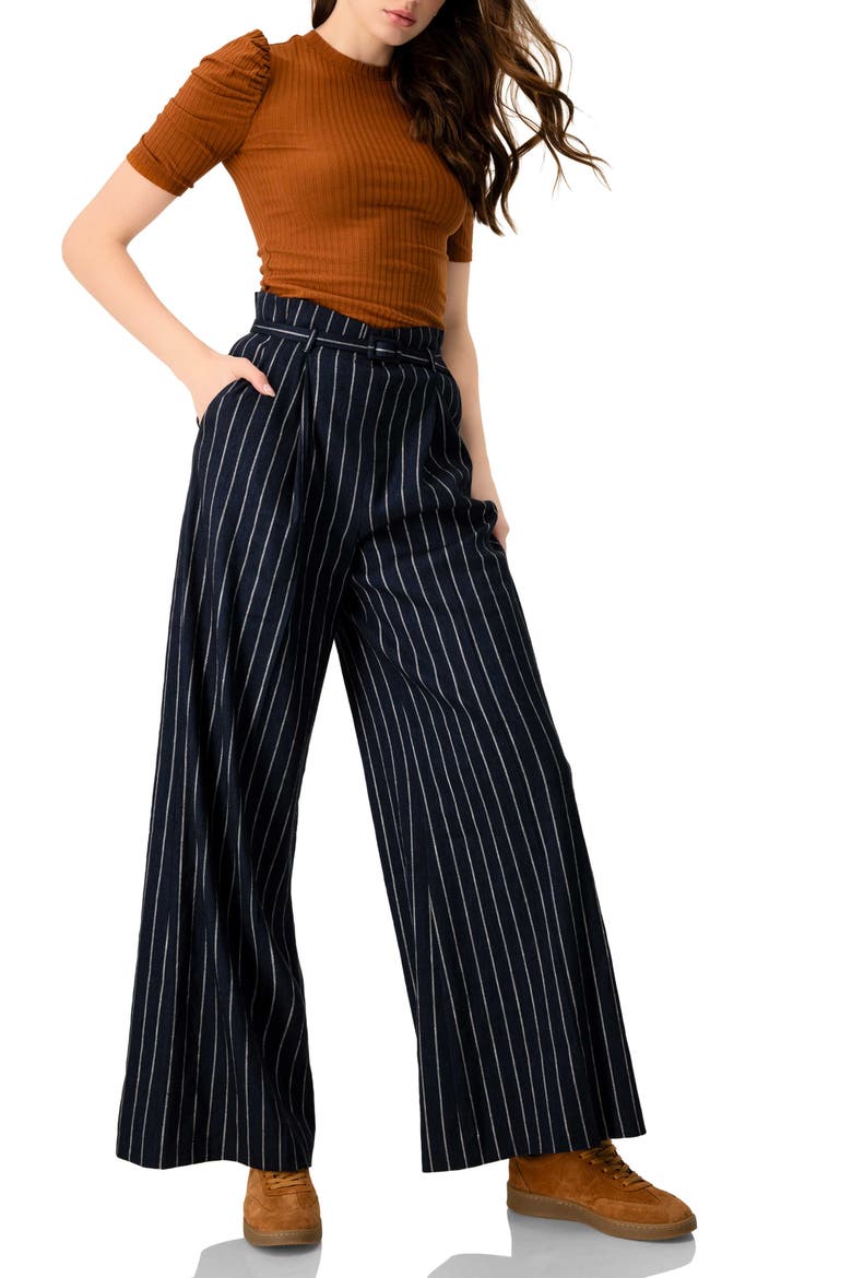 Puff Shoulder Ribbed-Knit T-shirt, Alternate, color, Brown