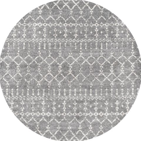 Moroccan HYPE Boho Vintage Diamond Round Area Rug