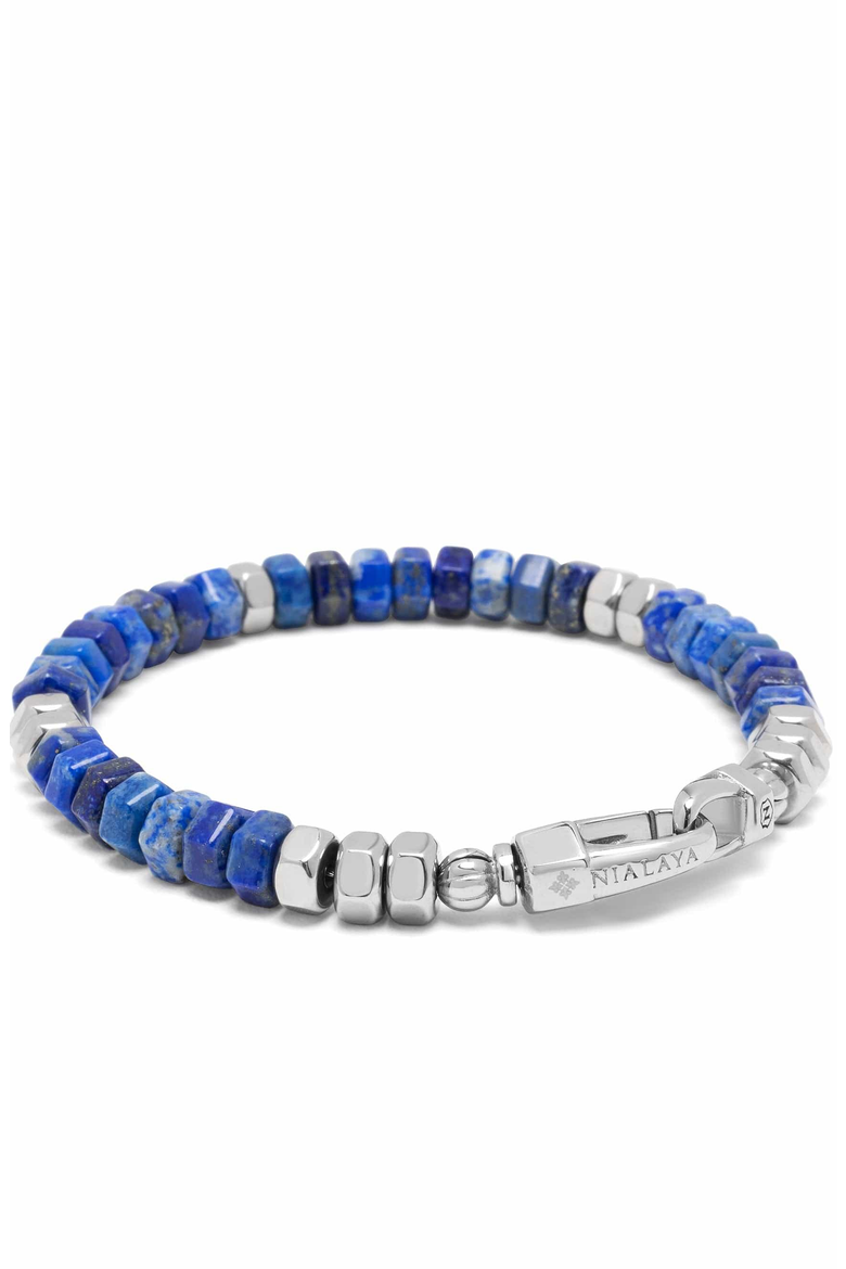 Hexagon Blue Lapis Beaded Bracelet, Alternate, color, Blue Lapis