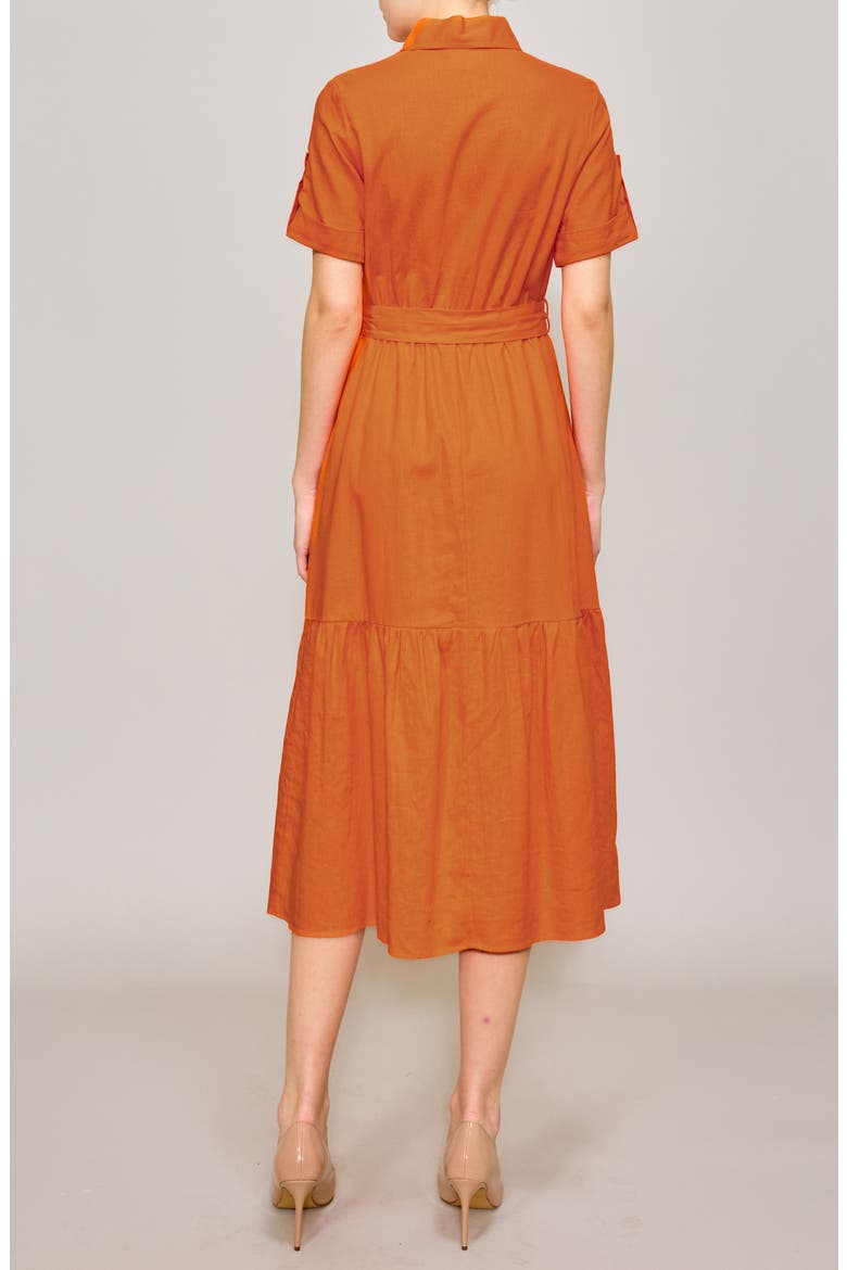 Peplum Hem Cotton Blend Shirtdress, Alternate, color, ORANGE