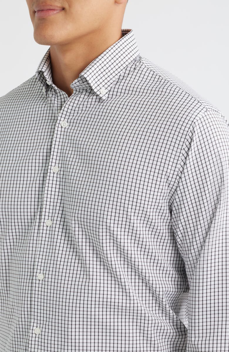 Peter Millar Hanford Check Performance Twill Button-Down Shirt, Alternate, color, Black