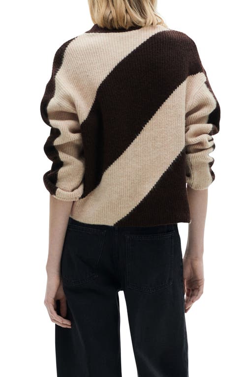 Mango Women's Striped Knit Sweater In Medium Brown
