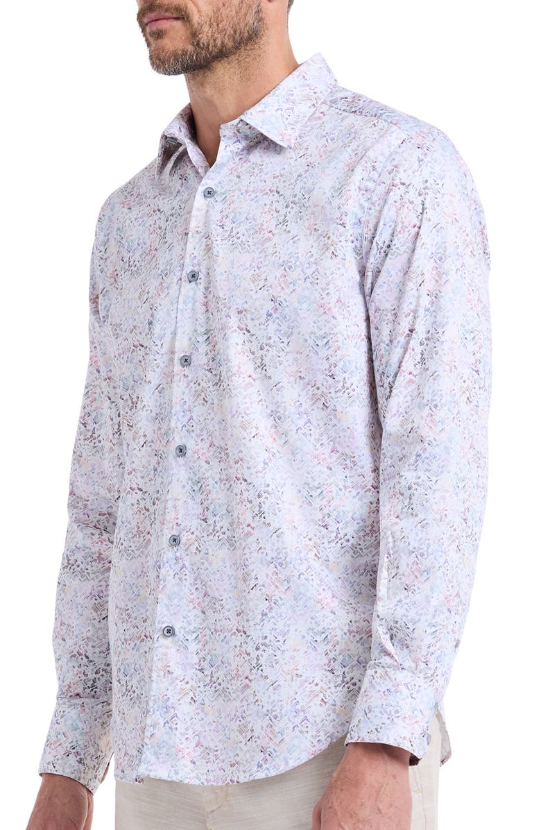 Robert Graham Liverpool Stretch Cotton Button-Up Shirt, Alternate, color, Purple Multi