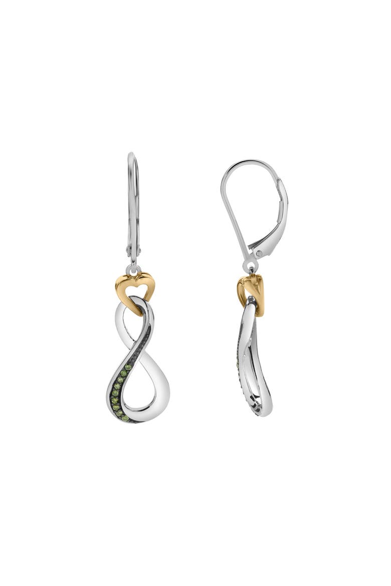 Serelith Sterling Silver 0.08 Ct Diamond Two-Tone Infinity Dangle Earrings, Alternate, color, Two-Tone Yellow&White Silver