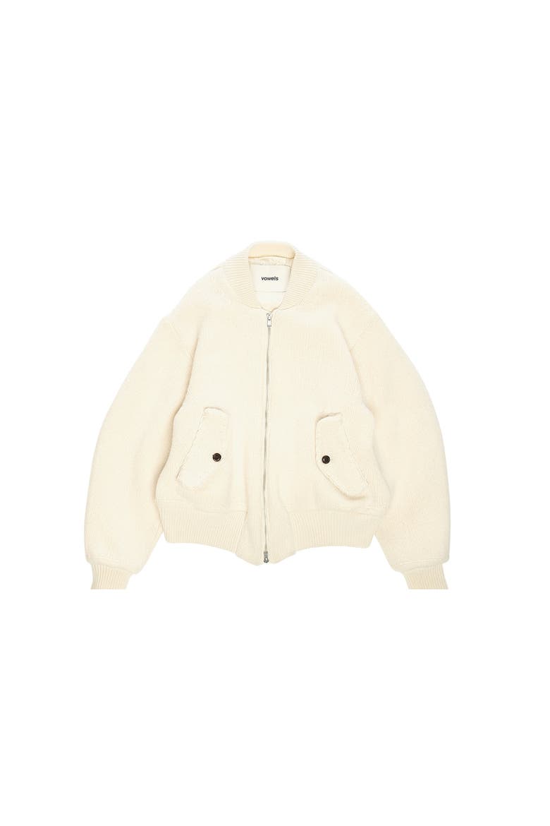 Handstitch Knitted Bomber Jacket, Main, color, Cream