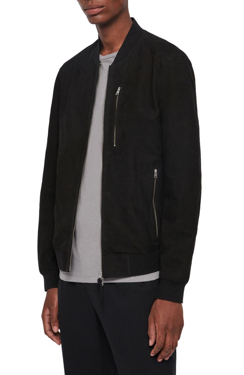 AllSaints Stones Leather Bomber Jacket, Alternate, color, 