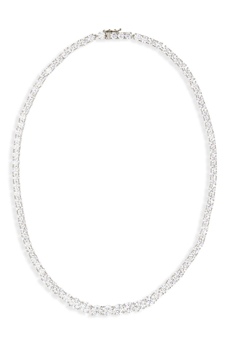 Graduated Cubic Zirconia Tennis Necklace, Main, color, CLEAR- SILVER