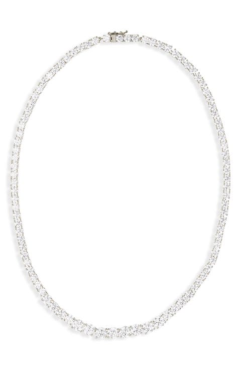 Graduated Cubic Zirconia Tennis Necklace