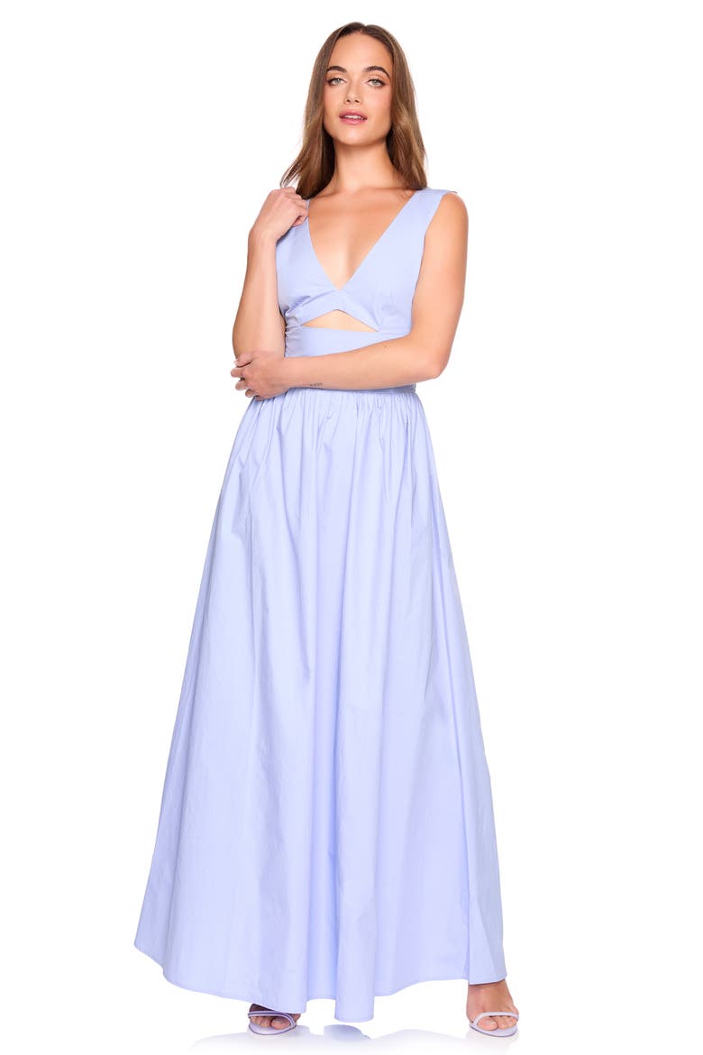 Cutout Detail Cotton Poplin Maxi Dress, Alternate, color, FROSTY