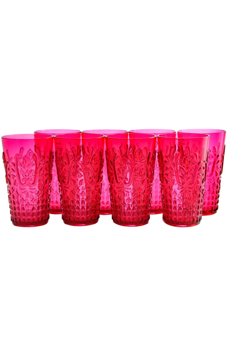 20.5 oz Acrylic Tumbler in Red, Set of 8, Main, color, Red