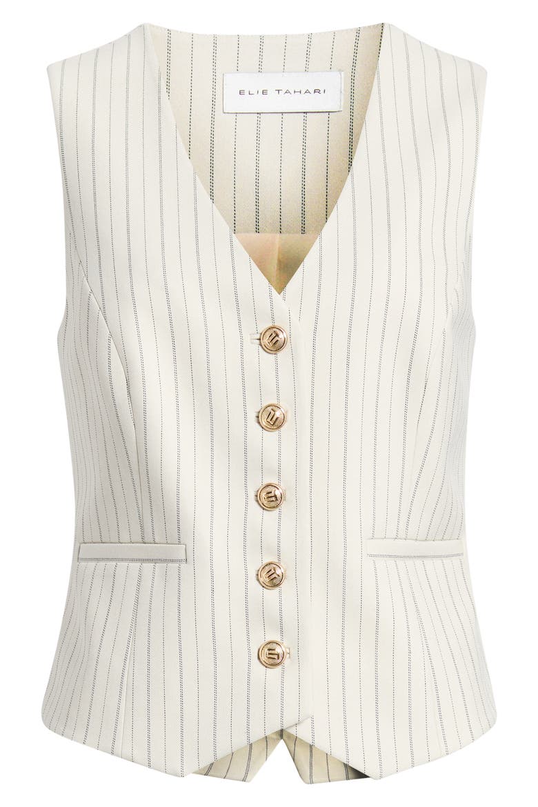 The Liliana Pinstripe Vest, Alternate, color, TAN WITH BLACK PINSTRIPE