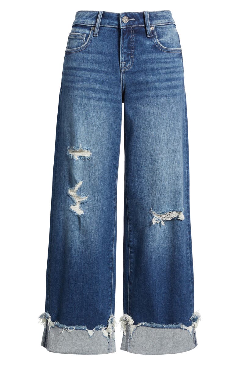 HIDDEN JEANS Distressted Cuff Wide Leg Jeans, Alternate, color, Medium Dark