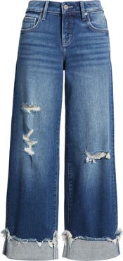 HIDDEN JEANS Distressted Cuff Wide Leg Jeans