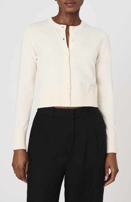 French Connection Crewneck Cardigan Sweater In Porcelin Cream