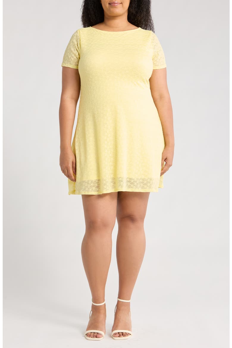 Short Sleeve Lace Trapeze Dress, Main, color, YELLOW