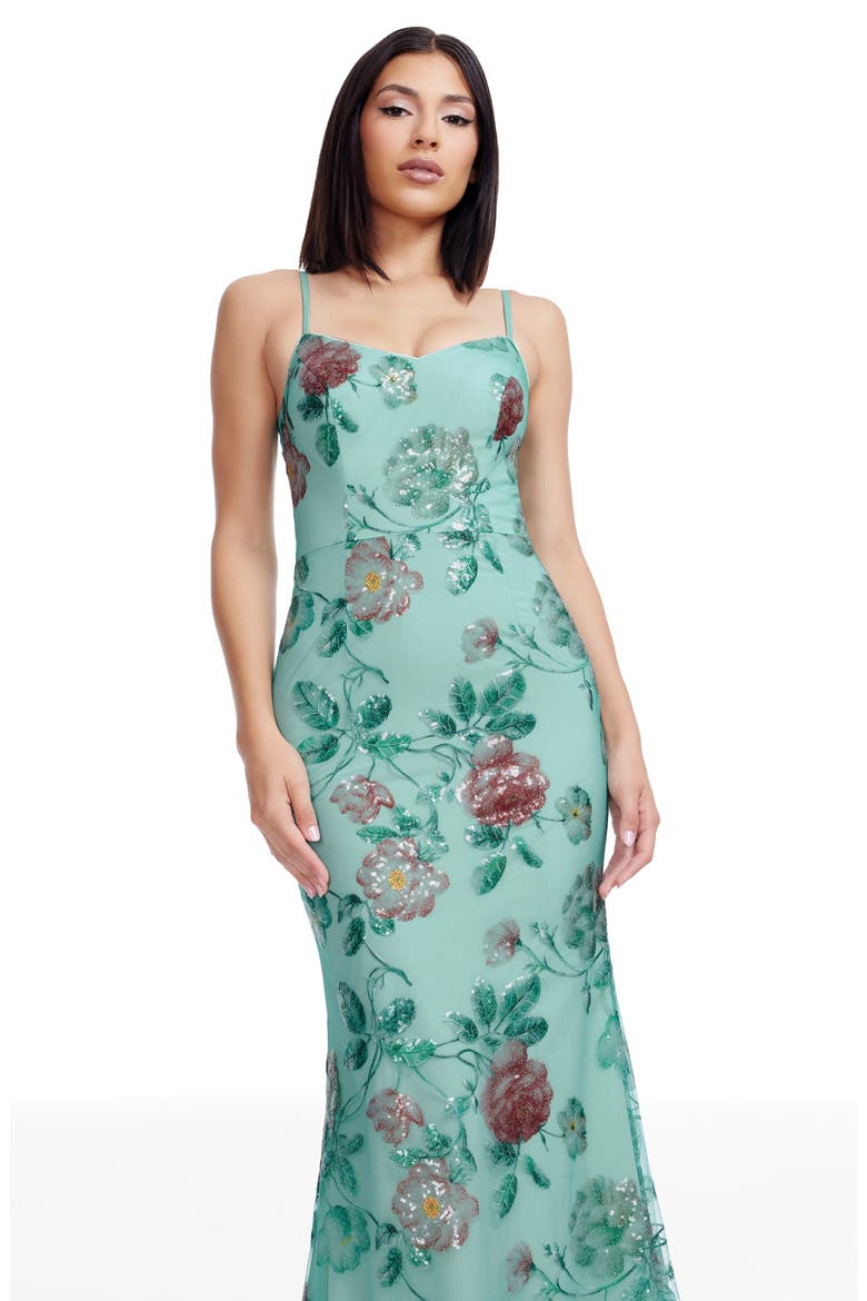 Giovanna Sequin Floral Mermaid Gown, Alternate, color, SAGE MULTI