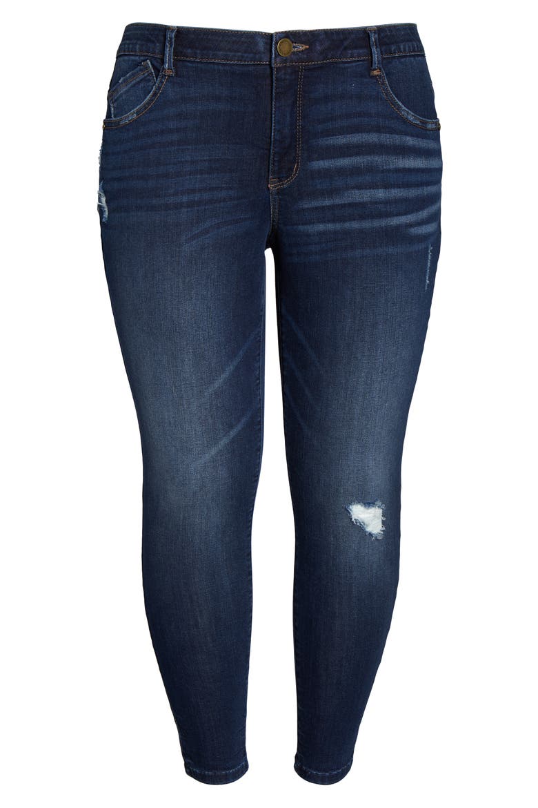 Ab-Solution Ripped High Waist Ankle Skinny Jeans (Nordstrom Exclusive), Alternate, color, BLUE