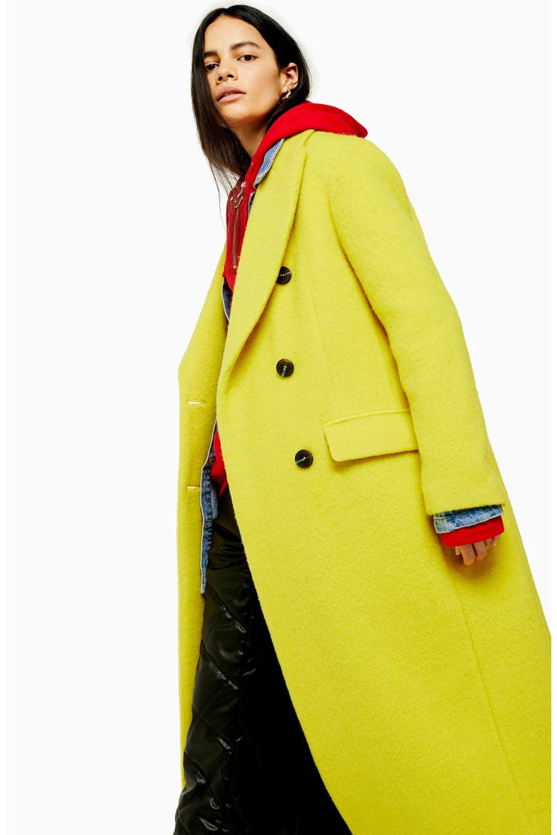 Toni Double Breasted Longline Coat, Alternate, color, YELLOW