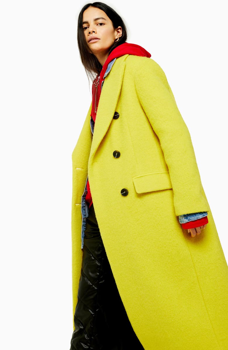 Topshop Toni Double Breasted Longline Coat, Alternate, color,