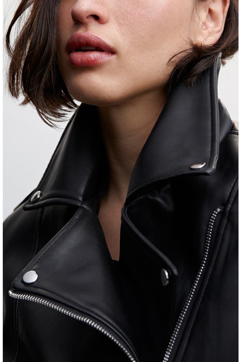 Faux Leather Biker Jacket, Alternate, color, BLACK