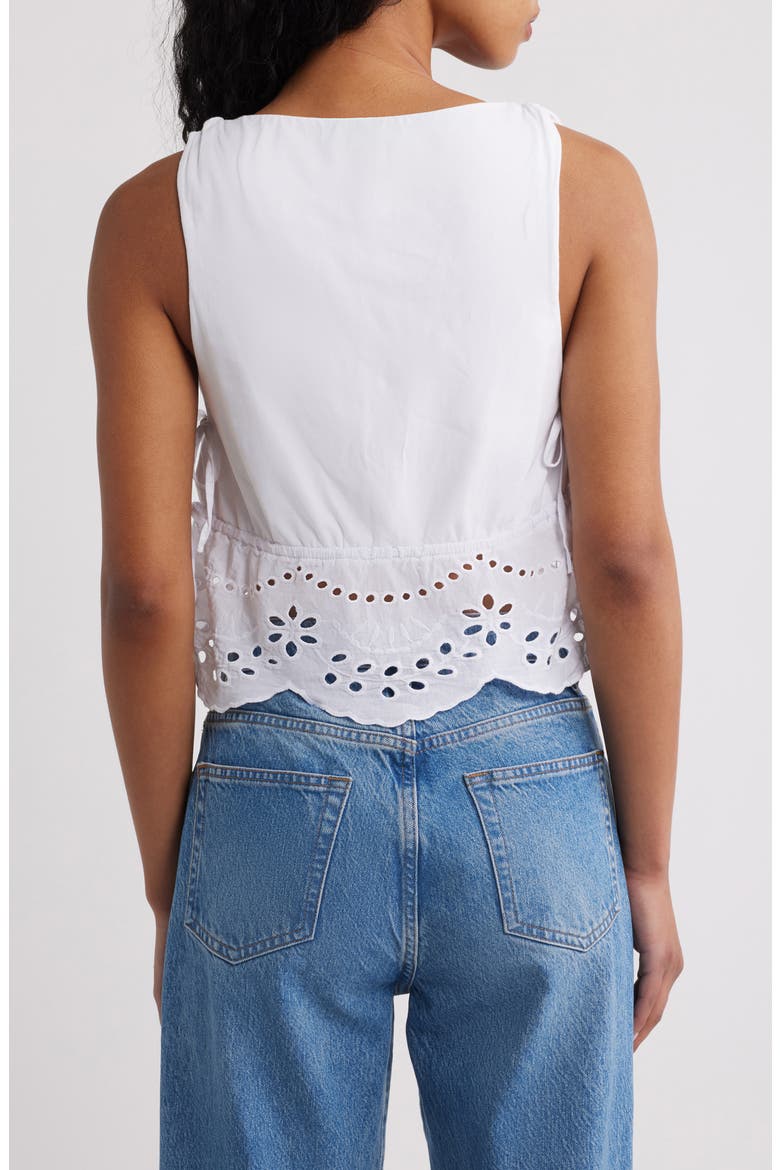 Sere Eyelet Embroidered Side Tie Peplum Top, Alternate, color, WHITE