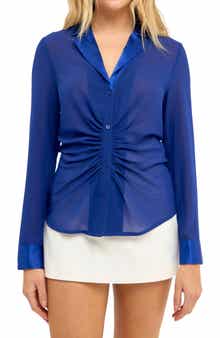 Ruched Front Chiffon Shirt