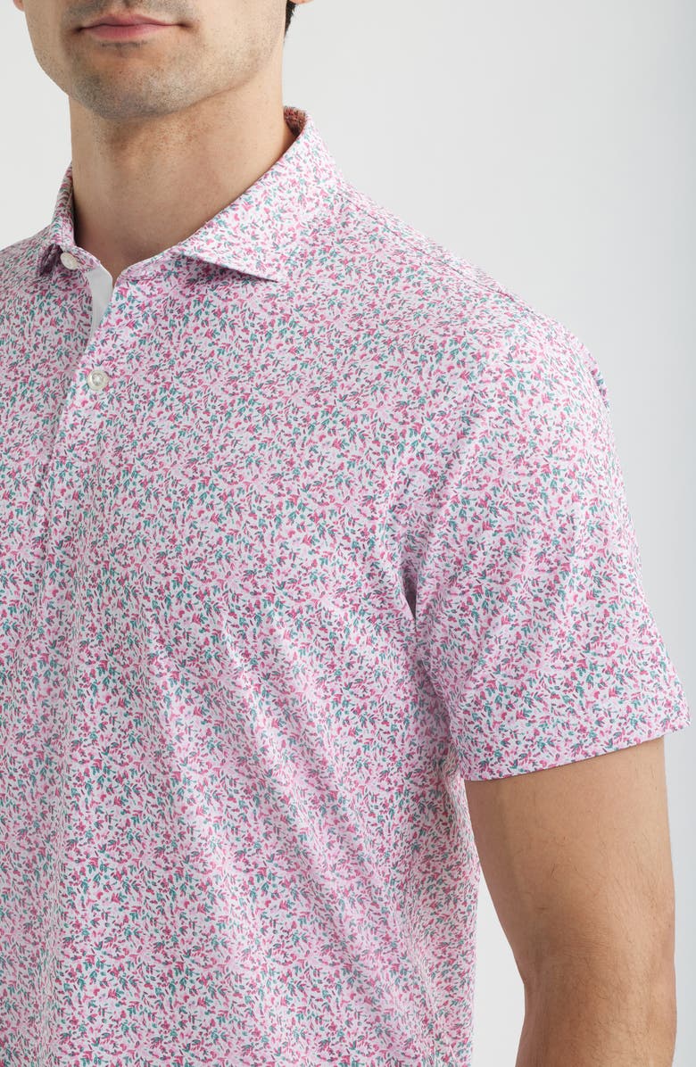 johnnie-O Bloom Neat Floral Performance Polo, Alternate, color, Palm Beach