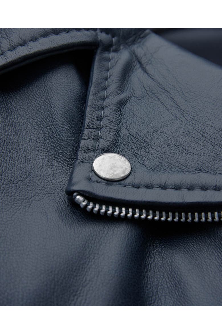 Leather Biker Jacket, Alternate, color, Indigo