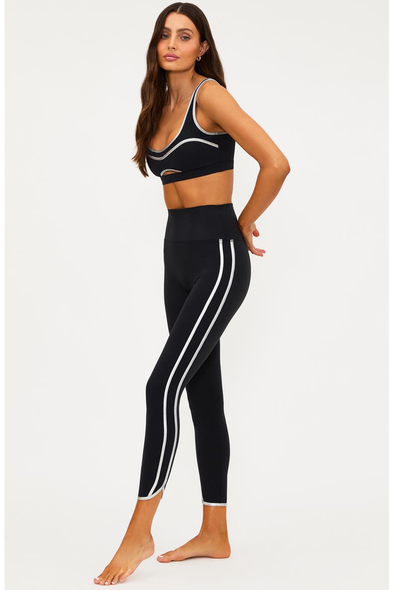Nella Side Stripe Ankle Leggings, Alternate, color, MIDNIGHT SILVER SHINE