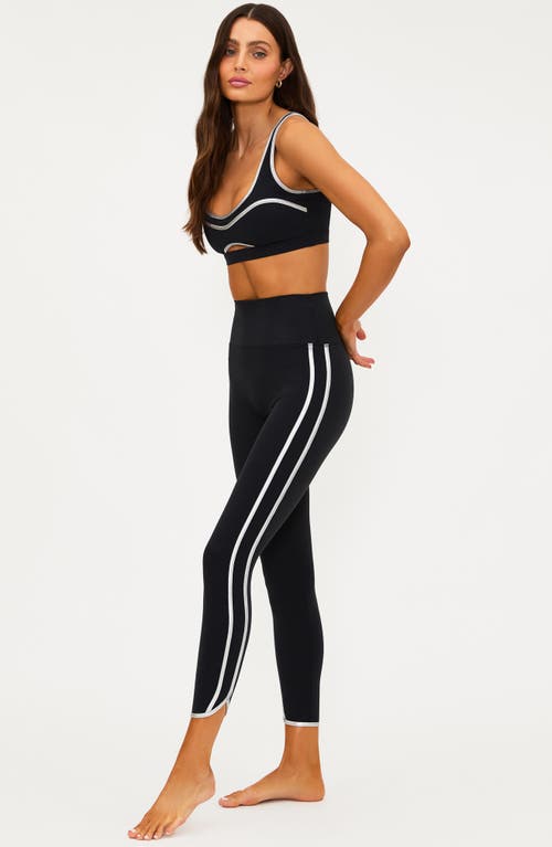 Beach Riot Nella Side Stripe Ankle Leggings In Black