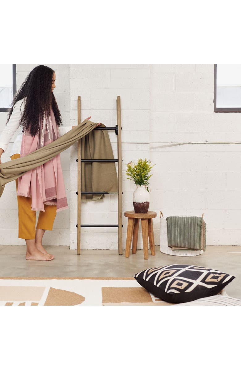 Studio Variously Tisa Black Handcrafted Shibori Print Mulberry Silk Pillow - Cover + Insert, Alternate, color, Black