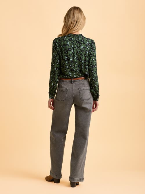 Brakeburn Mylla Long Sleeve Leopard Print Shirt In Green