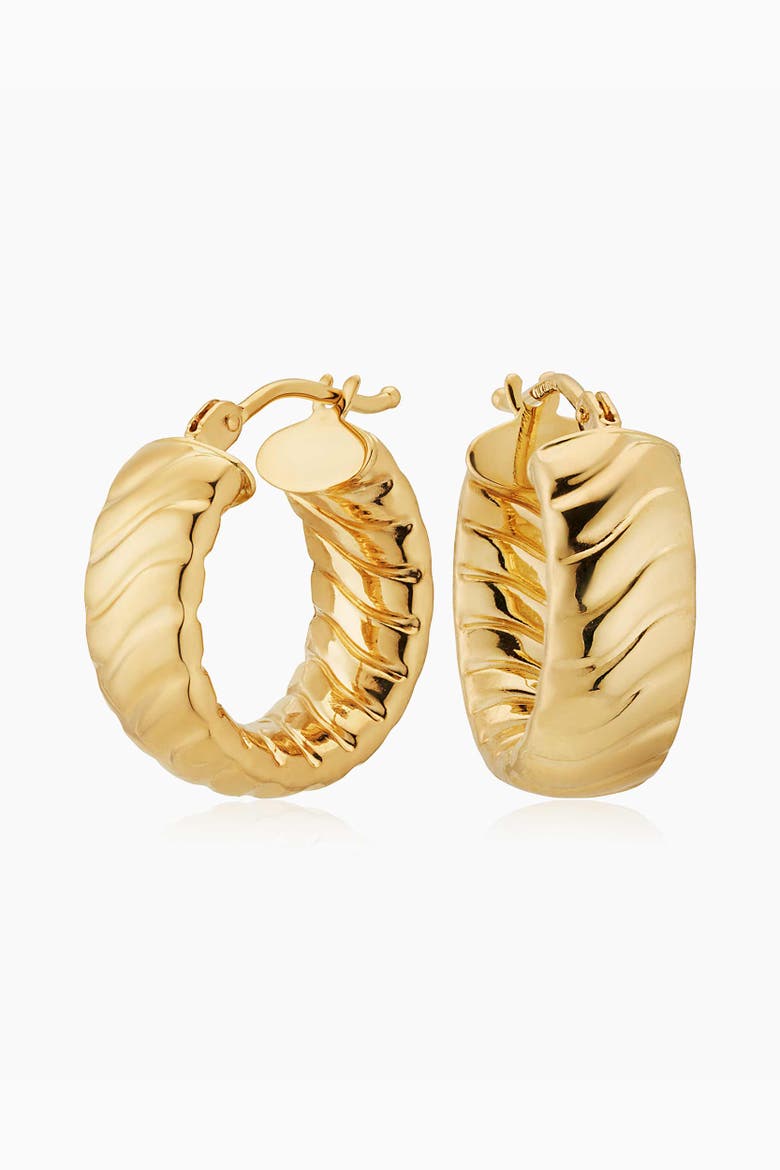 14K Yellow Gold Cobra Hoops, Main, color, Yellow Gold