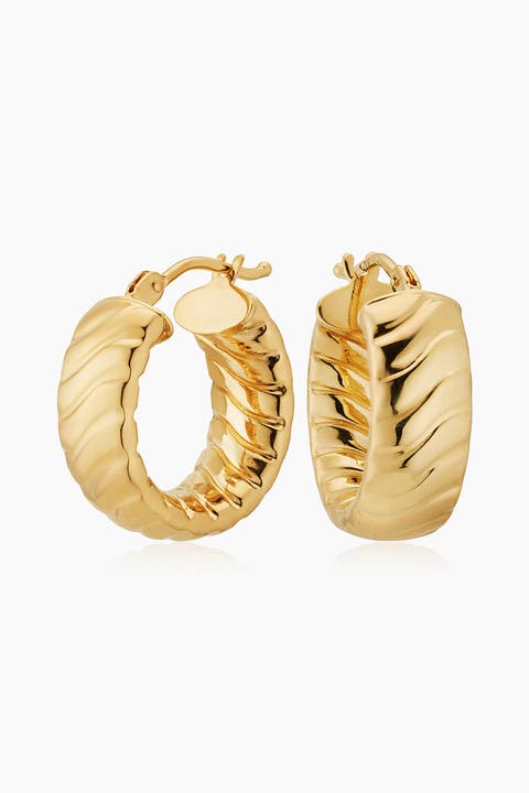 14K Yellow Gold Cobra Hoops