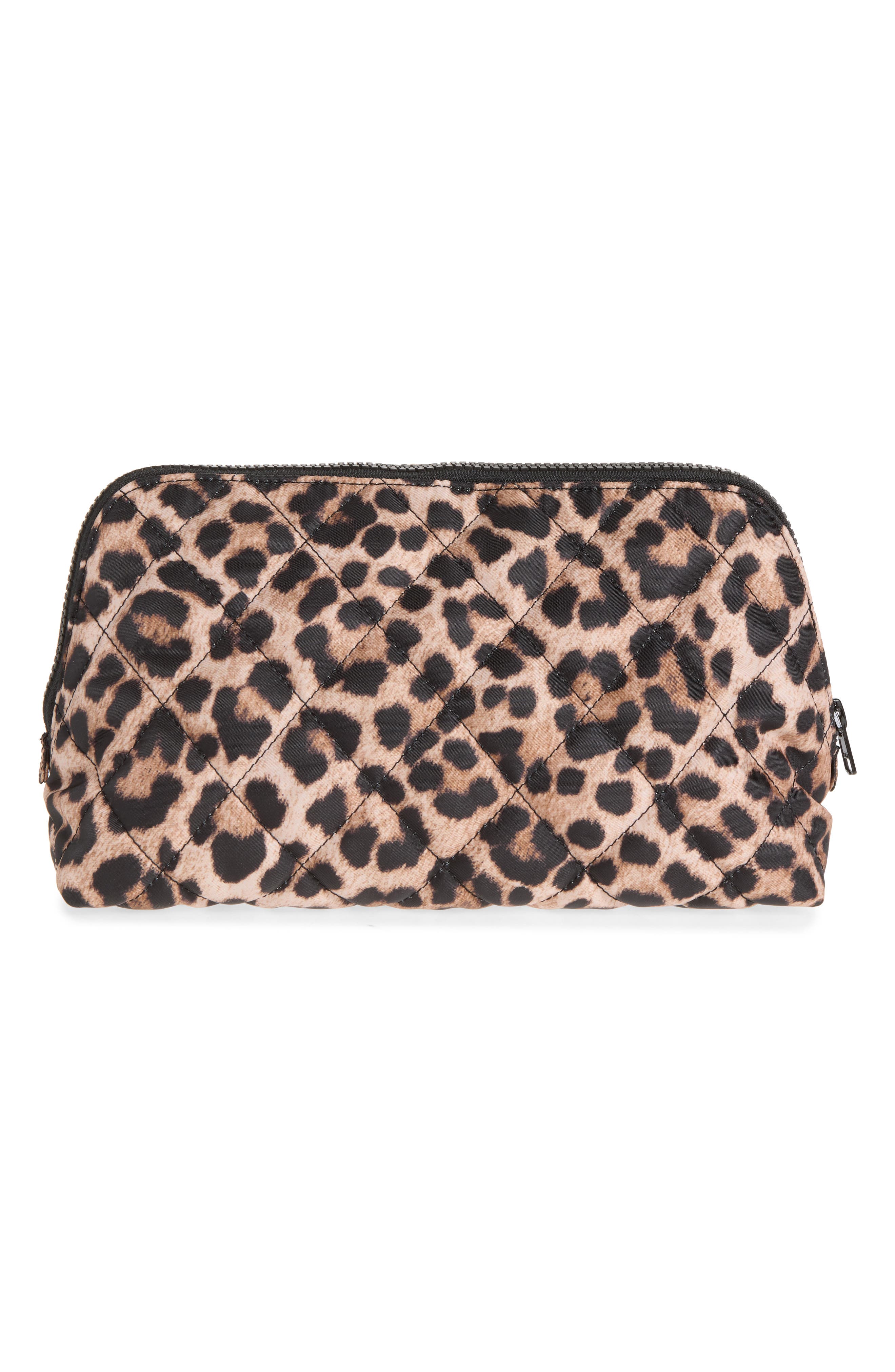 Frances Quilted Nylon Pouch, Alternate, color, BRUSHED LEOPARD