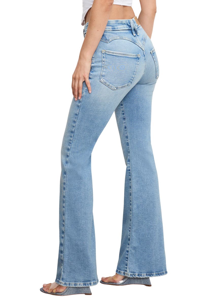 Good American Dolly Joleans Flare Jeans, Alternate, color, Indigo1019