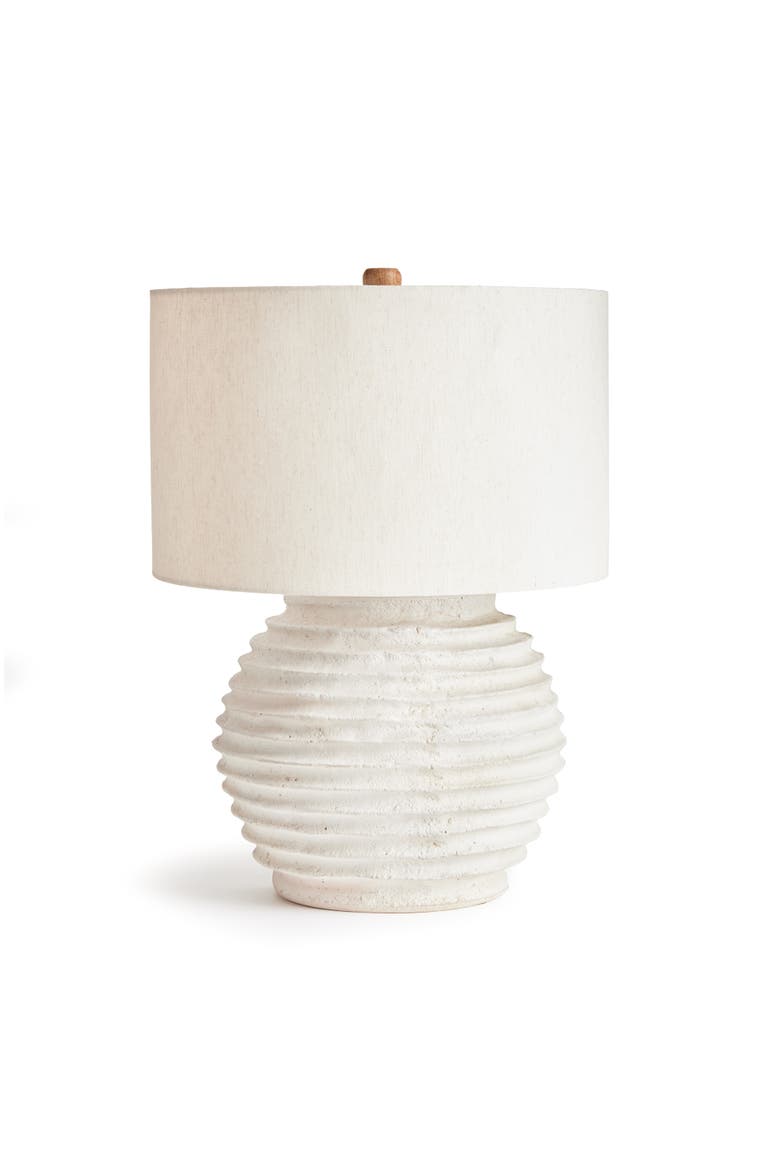Marley Cream Large Linen Bell Shade Table Lamp 24, Main, color, White